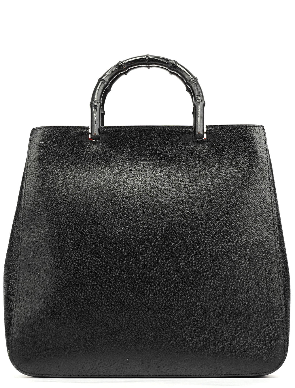 002 1060 Black Leather Bamboo Tote Bag