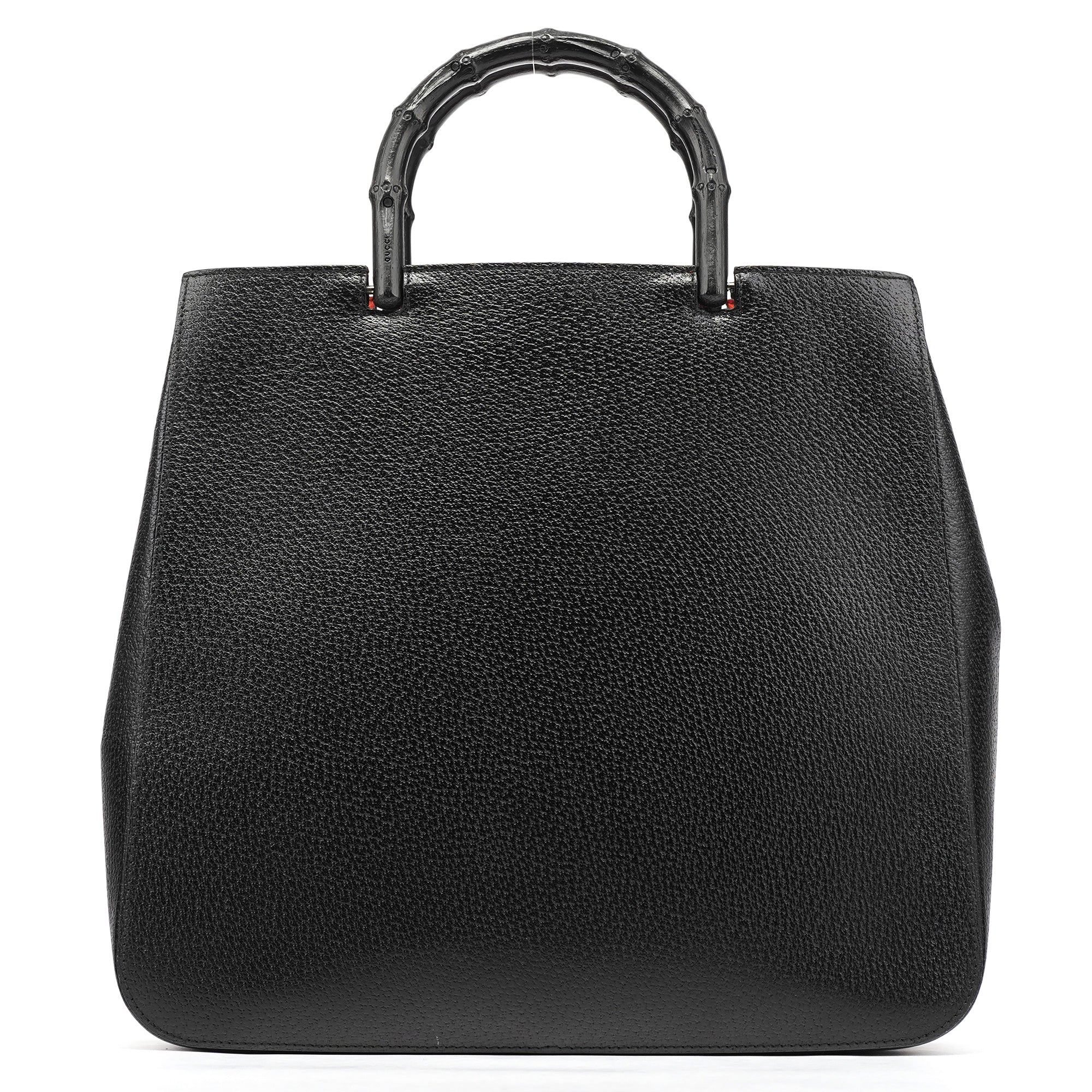002 1060 Black Leather Bamboo Tote Bag