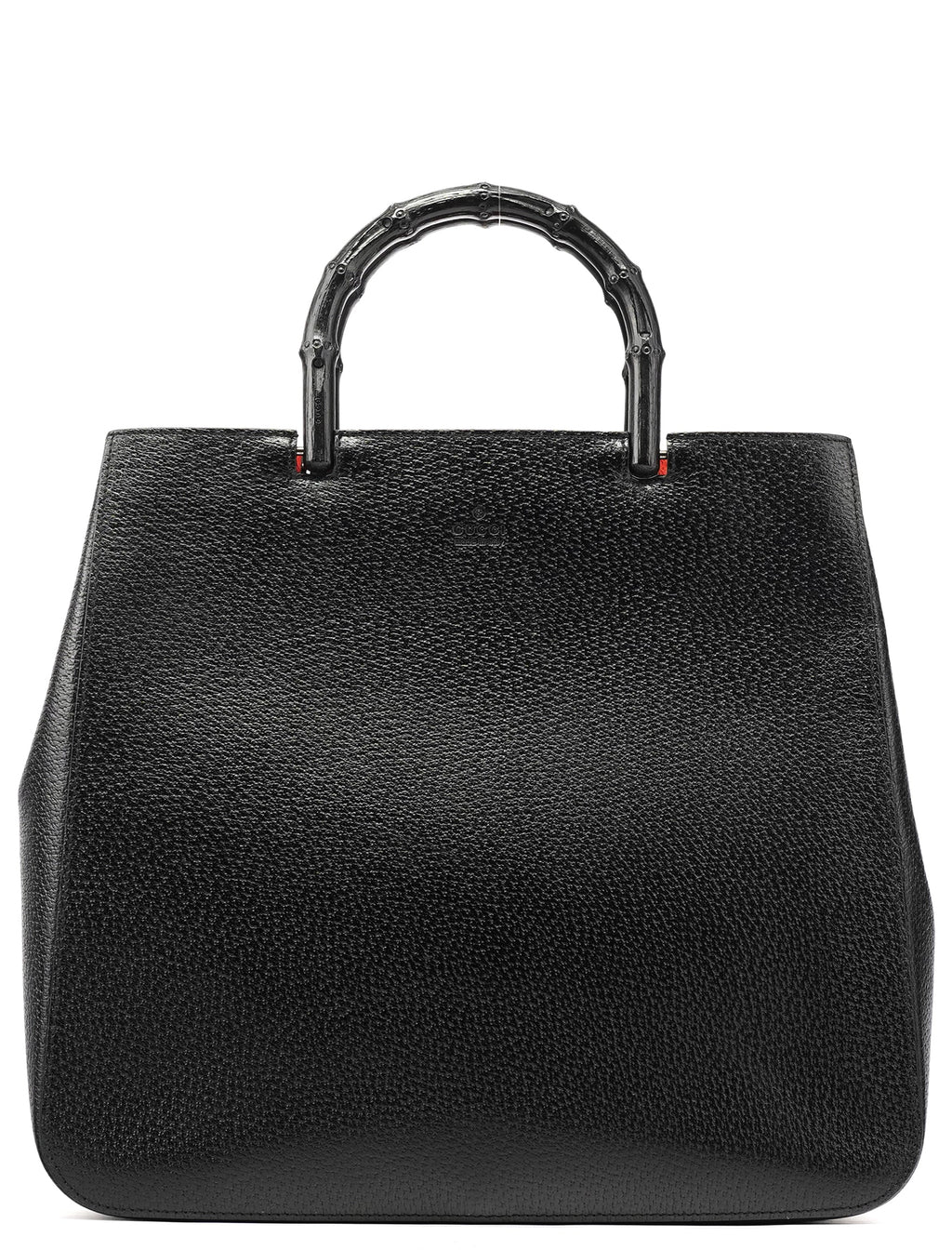 002 1060 Black Leather Bamboo Tote Bag