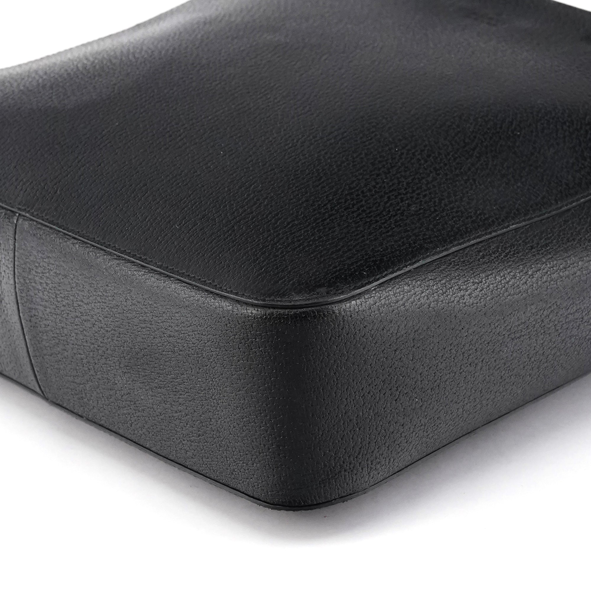 002 1060 Black Leather Bamboo Tote Bag