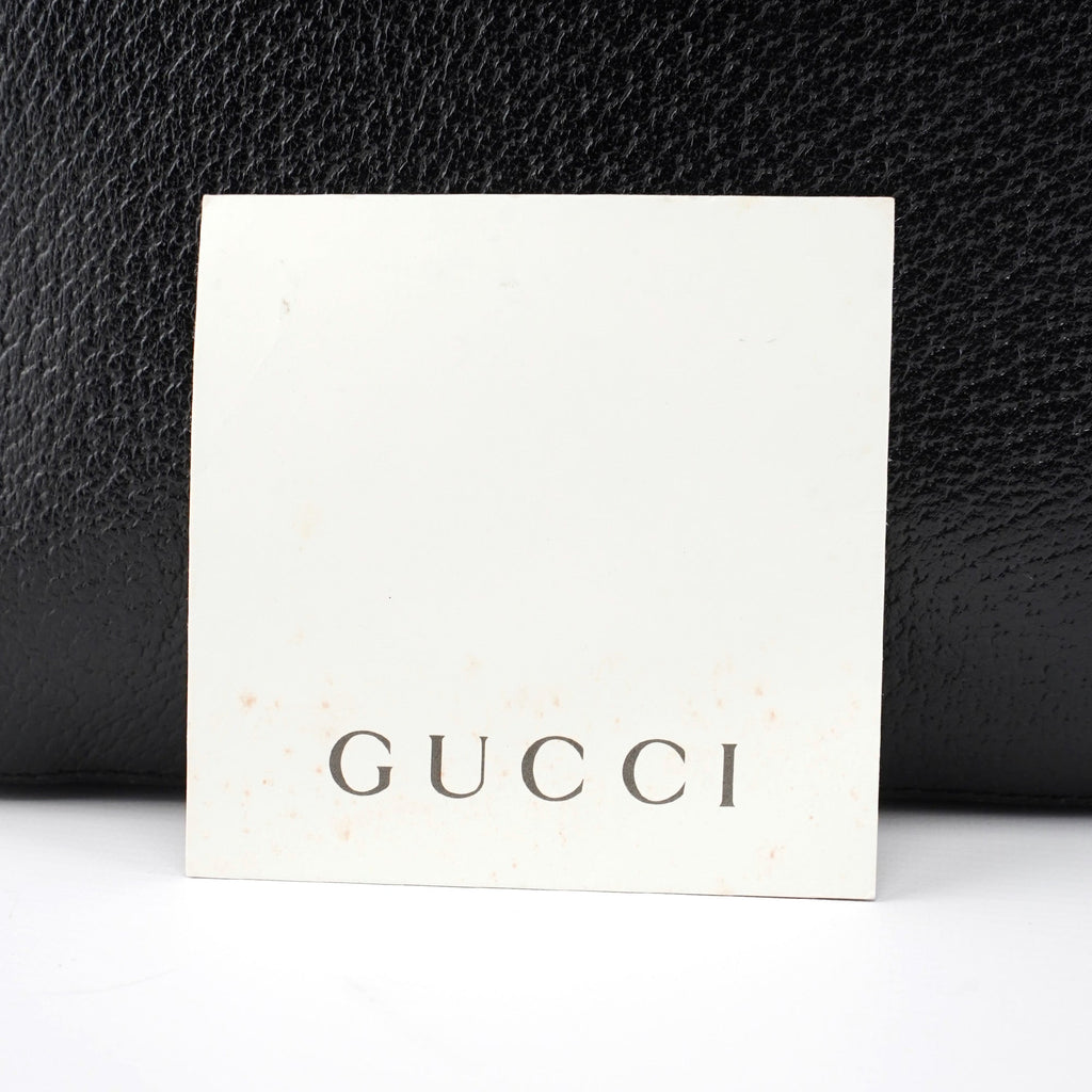002 1061 Black Leather Bamboo Tote