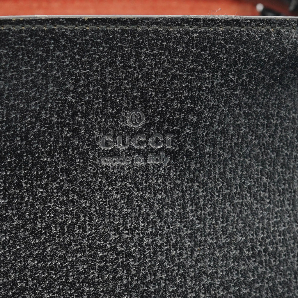 002 1061 Black Leather Bamboo Tote Bag