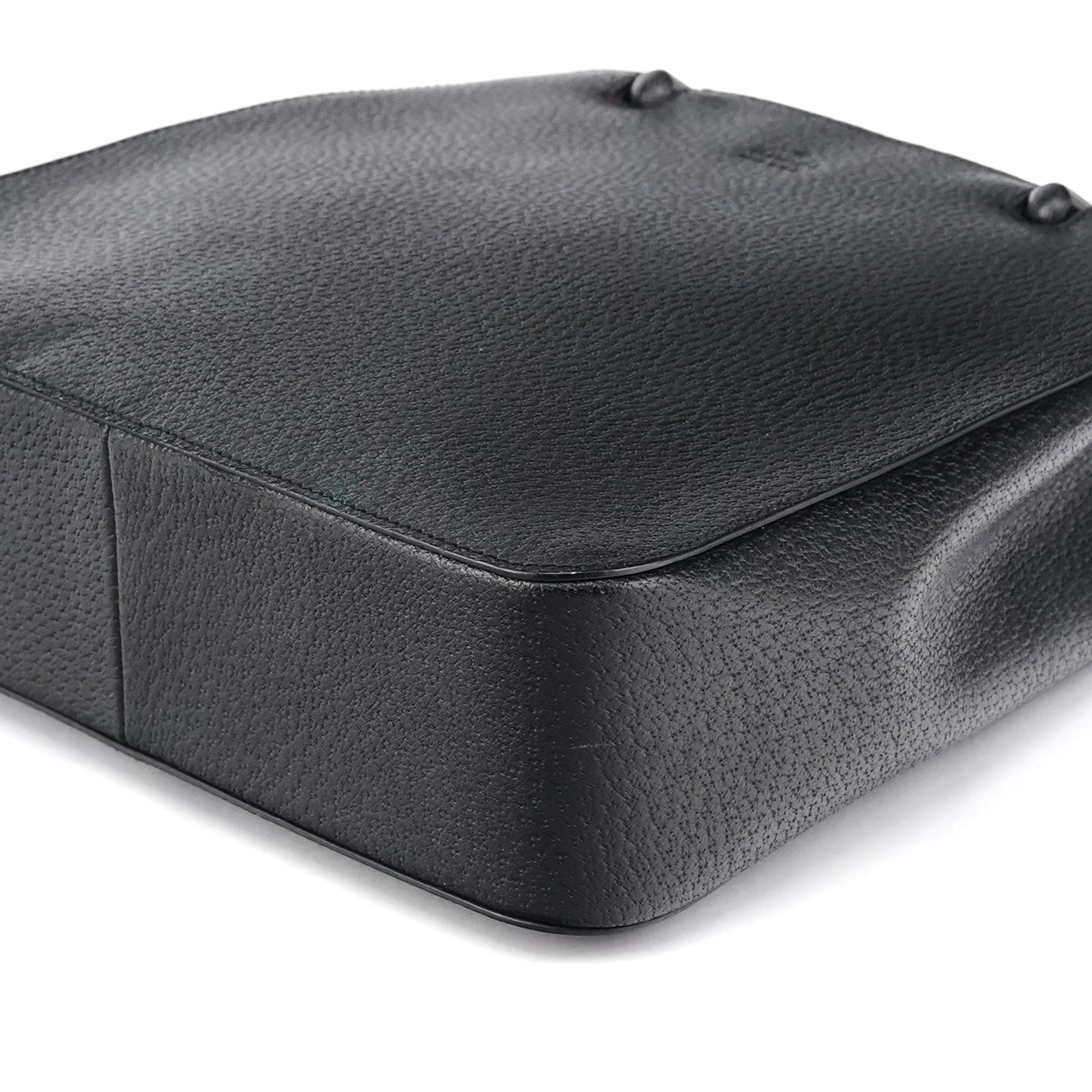 002 1061 Black Leather Bamboo Tote Bag