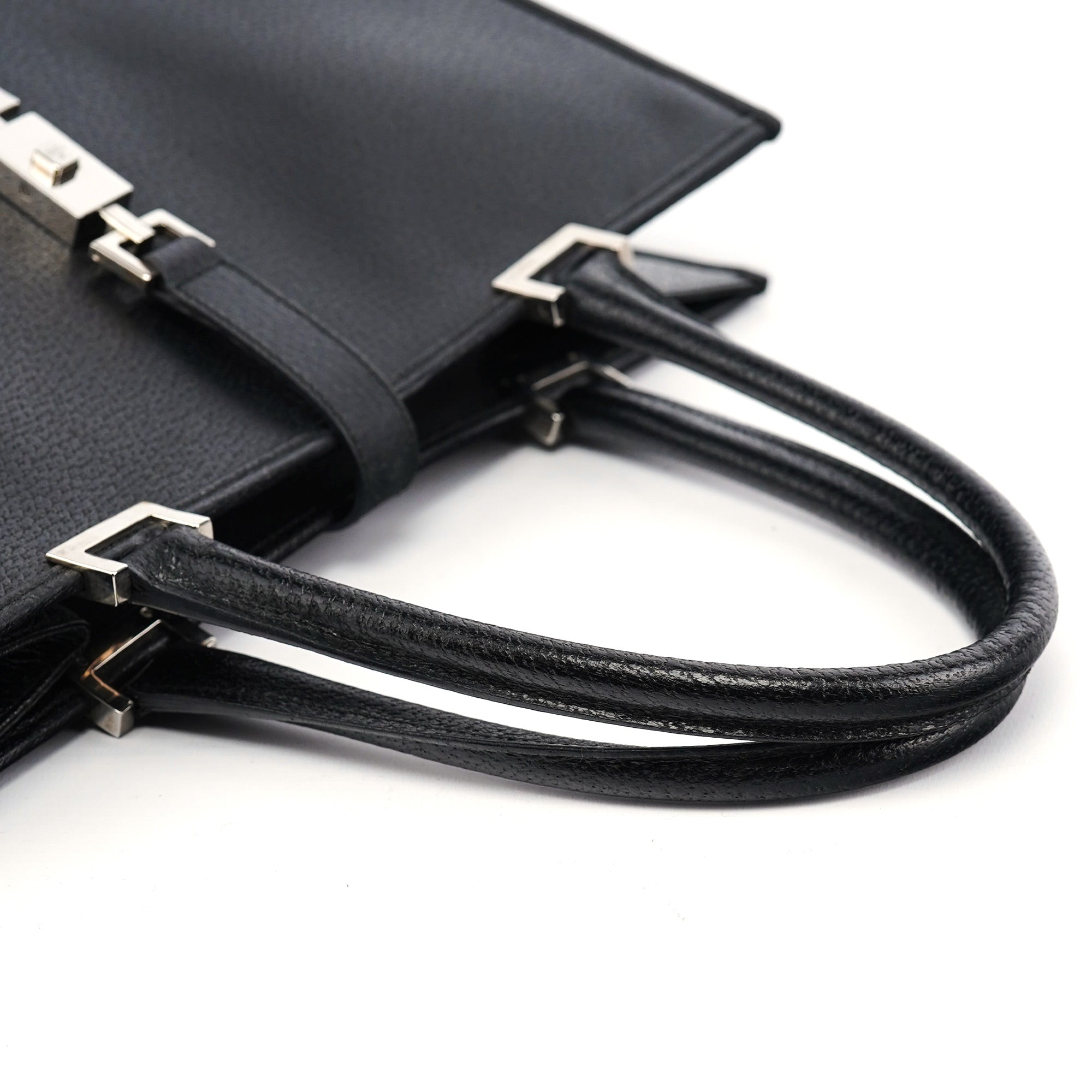 002 1064 Black Leather Jackie Tote