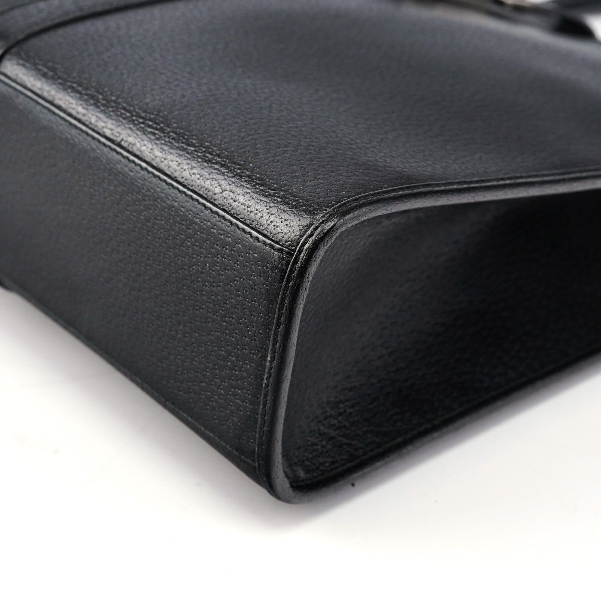 002 1064 Black Leather Jackie Tote