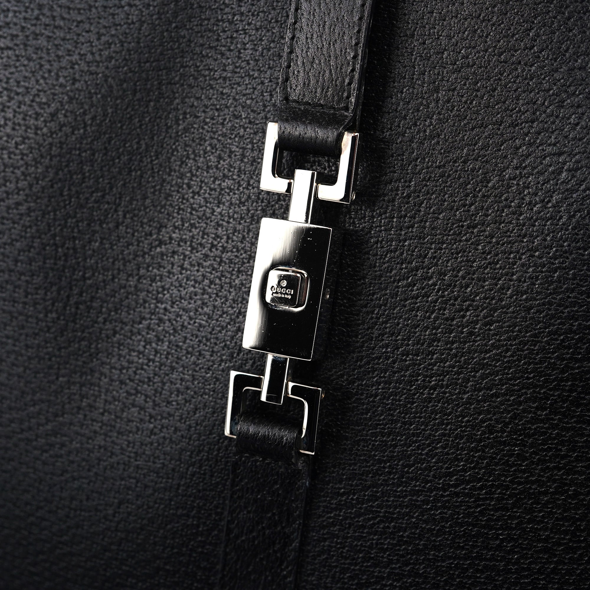 002 1064 Black Leather Jackie Tote