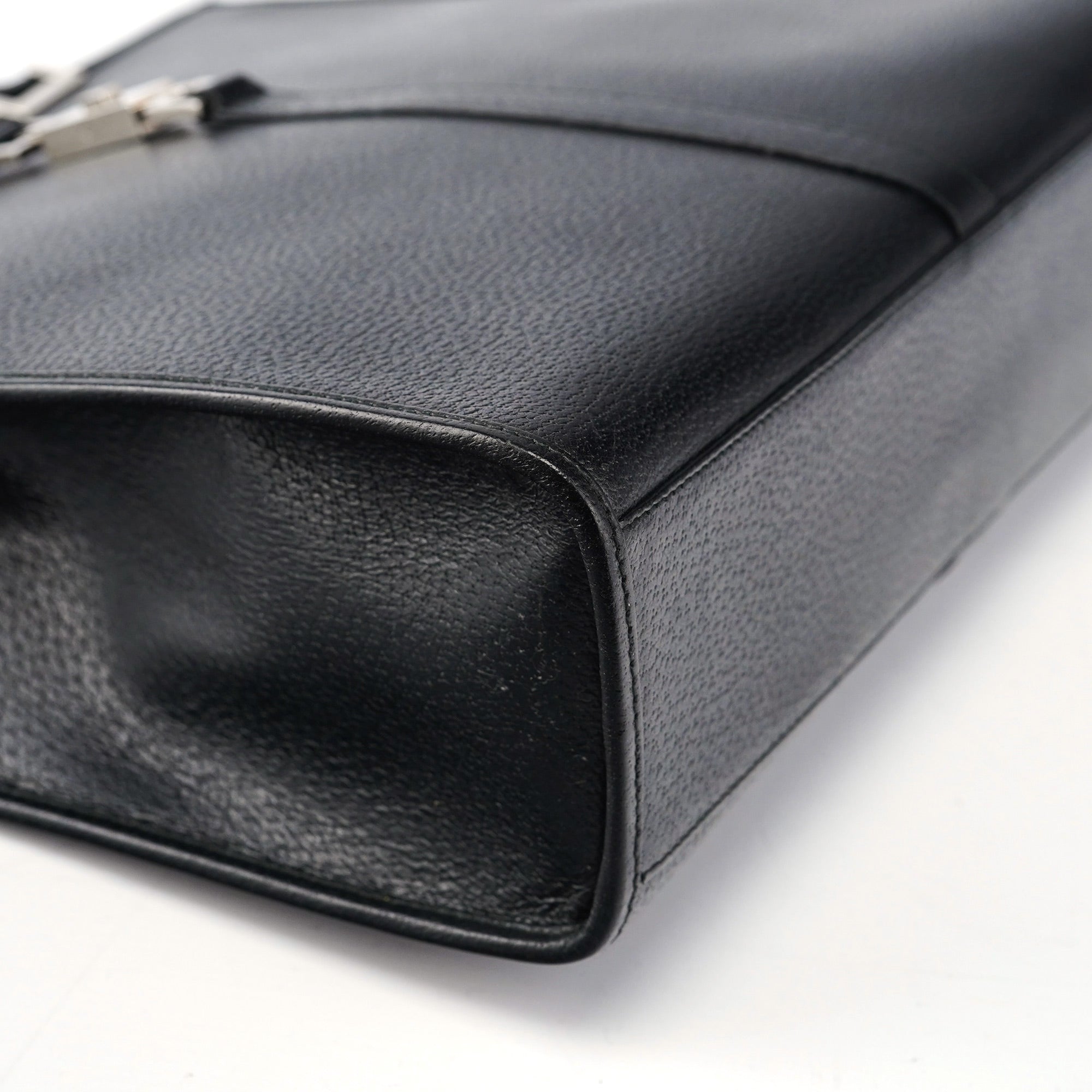 002 1064 Black Leather Jackie Tote