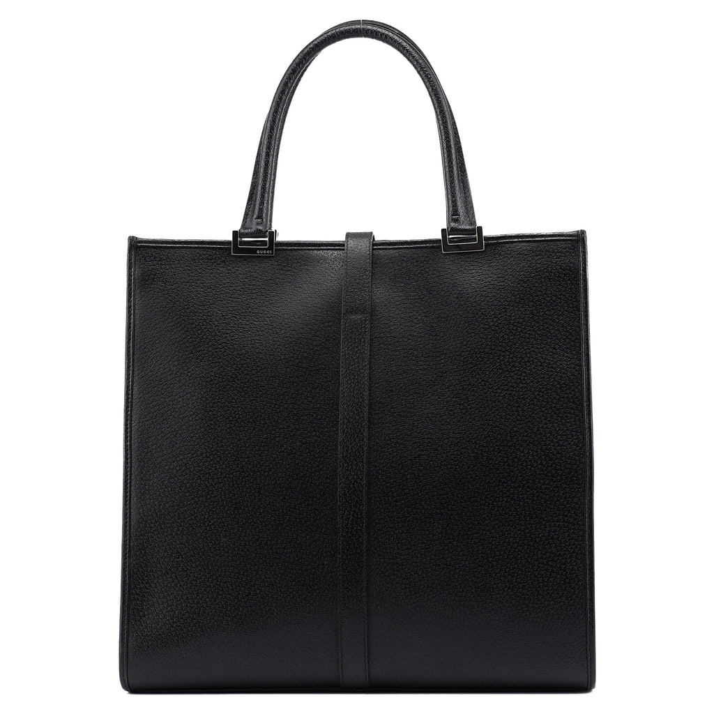 002 1064 Black Leather Jackie Tote