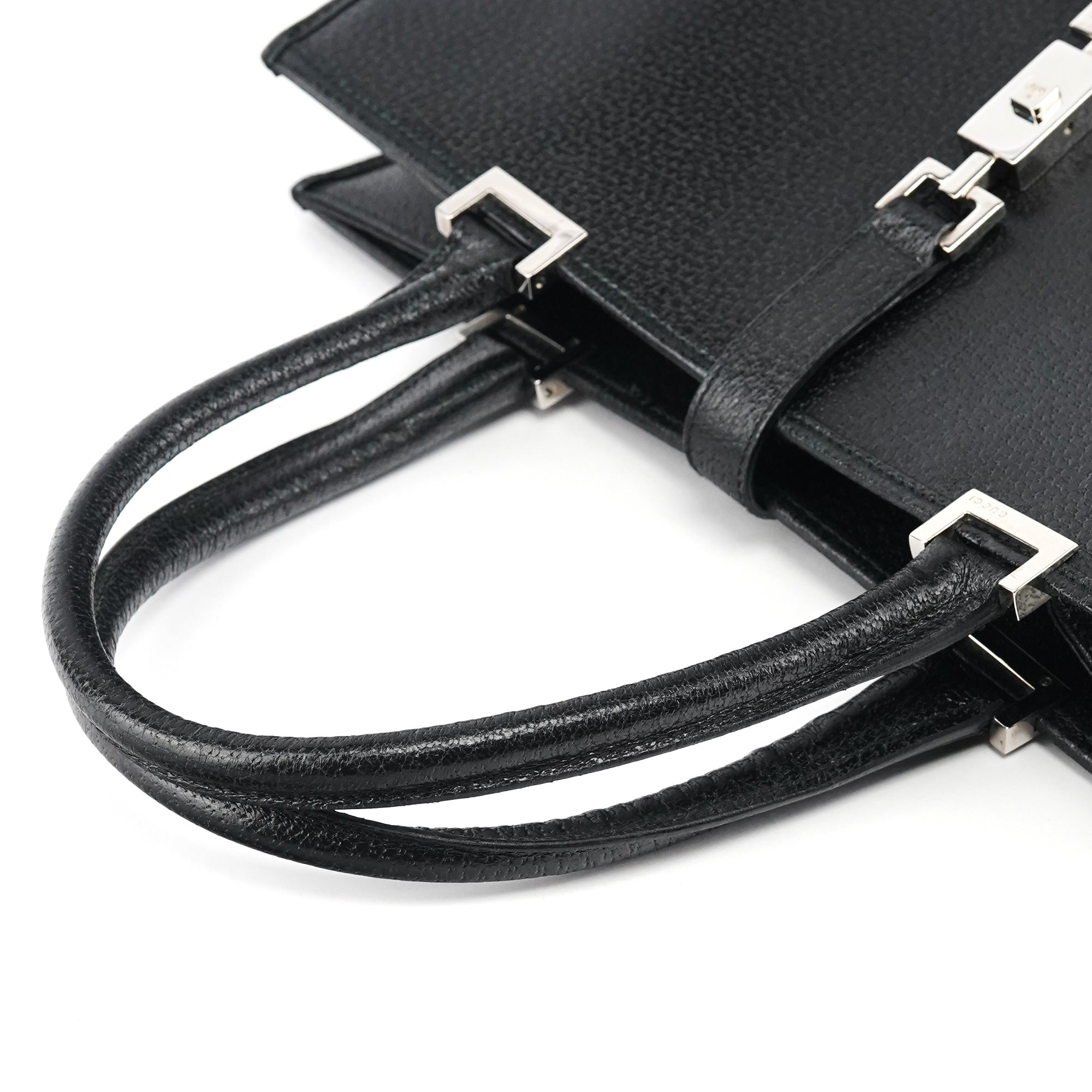 002 1064 Black Leather Jackie Tote Bag