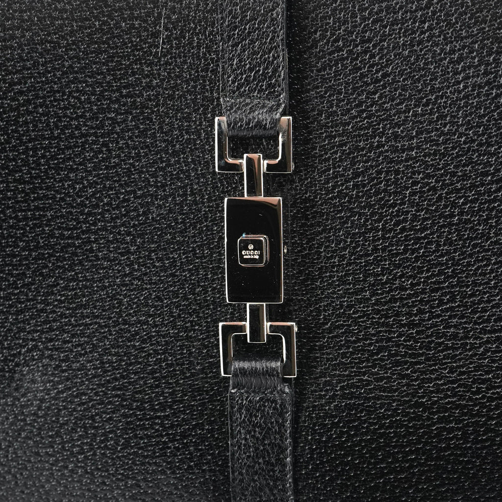 002 1064 Black Leather Jackie Tote Bag