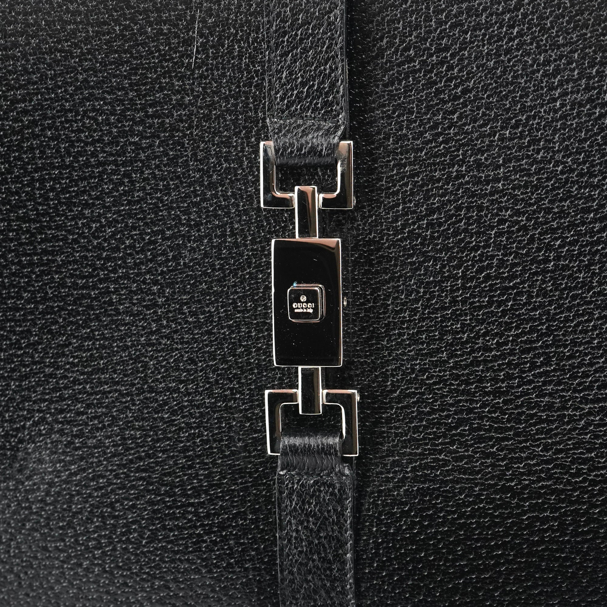 002 1064 Black Leather Jackie Tote Bag