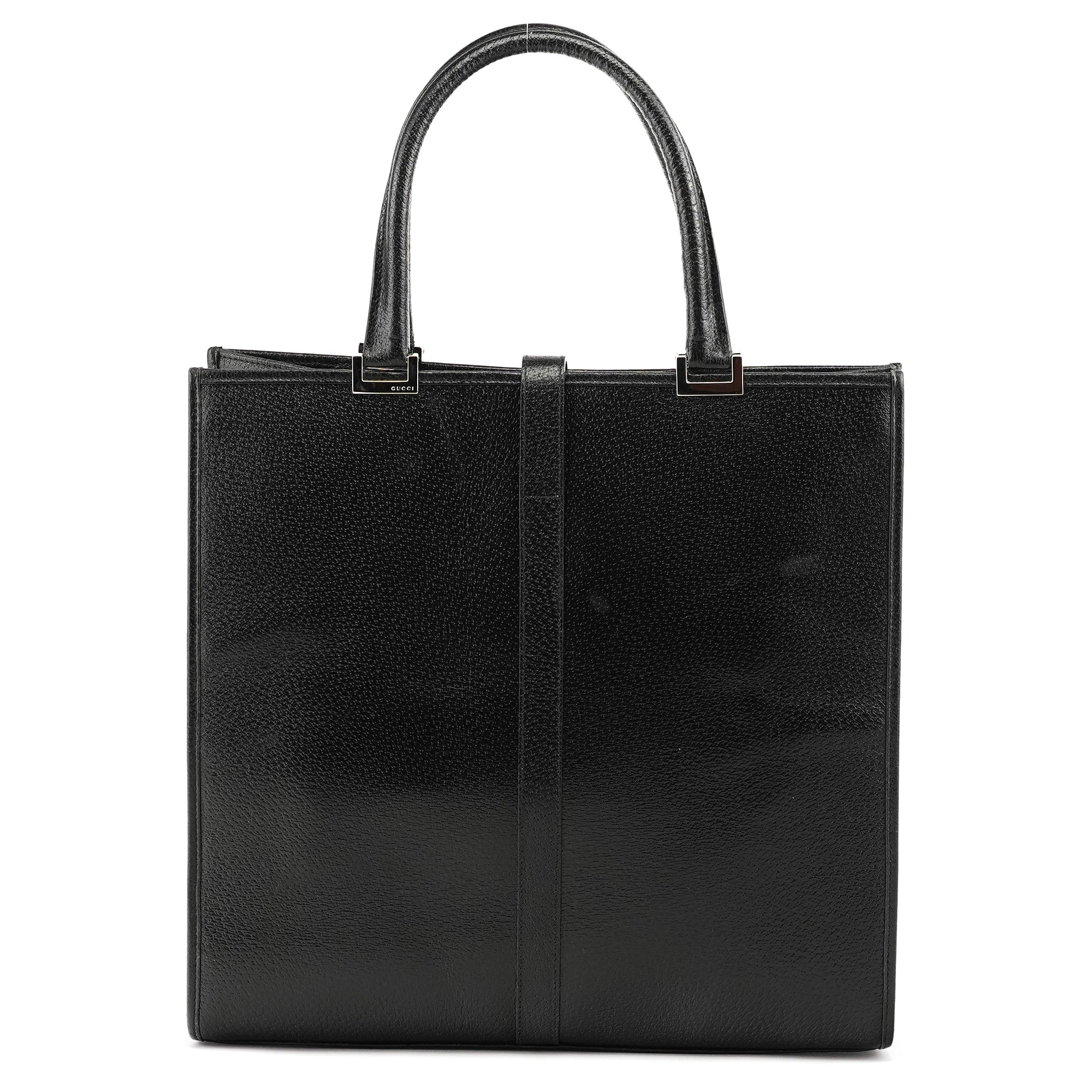 002 1064 Black Leather Jackie Tote Bag