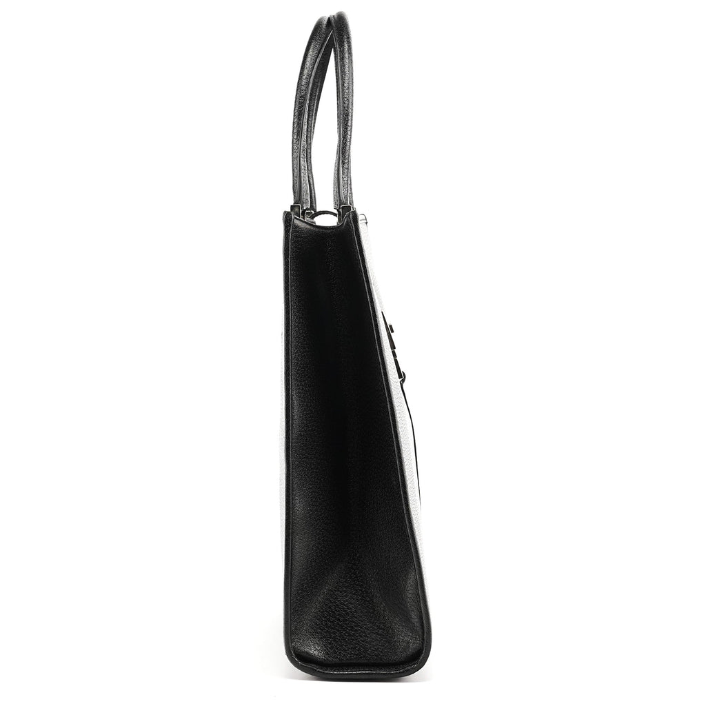 002 1064 Black Leather Jackie Tote Bag