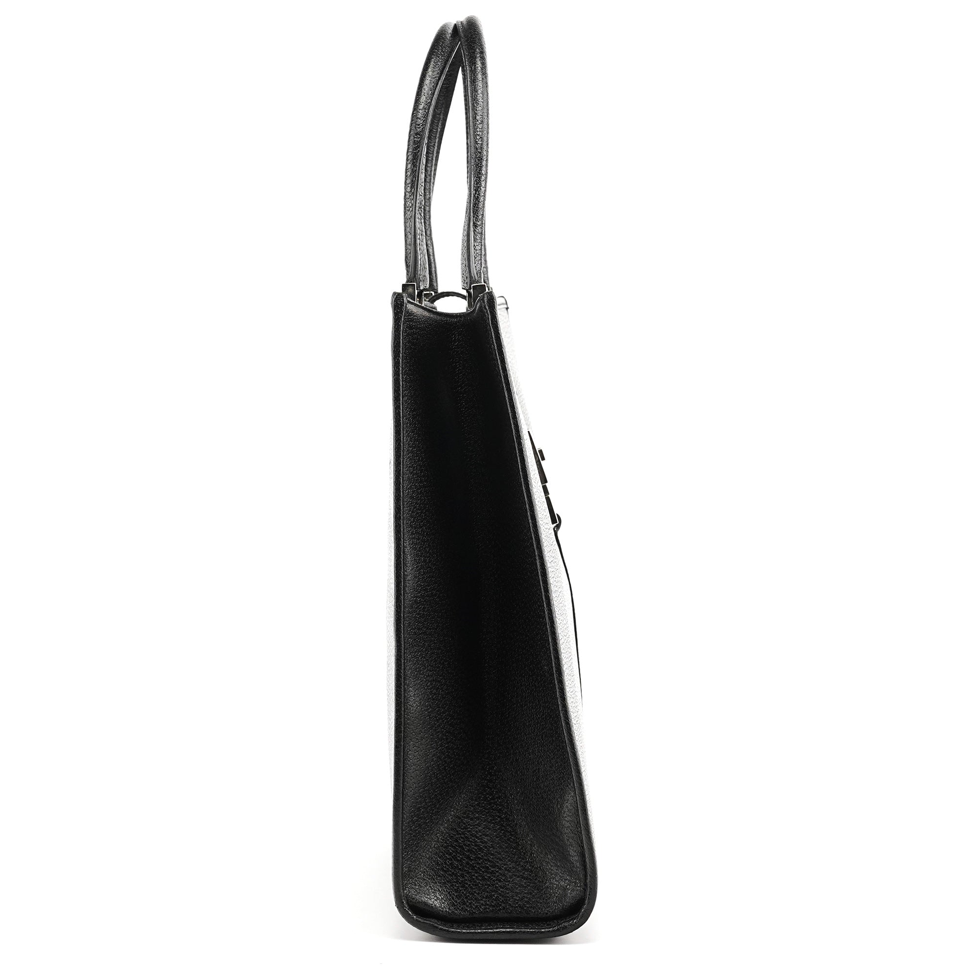 002 1064 Black Leather Jackie Tote Bag