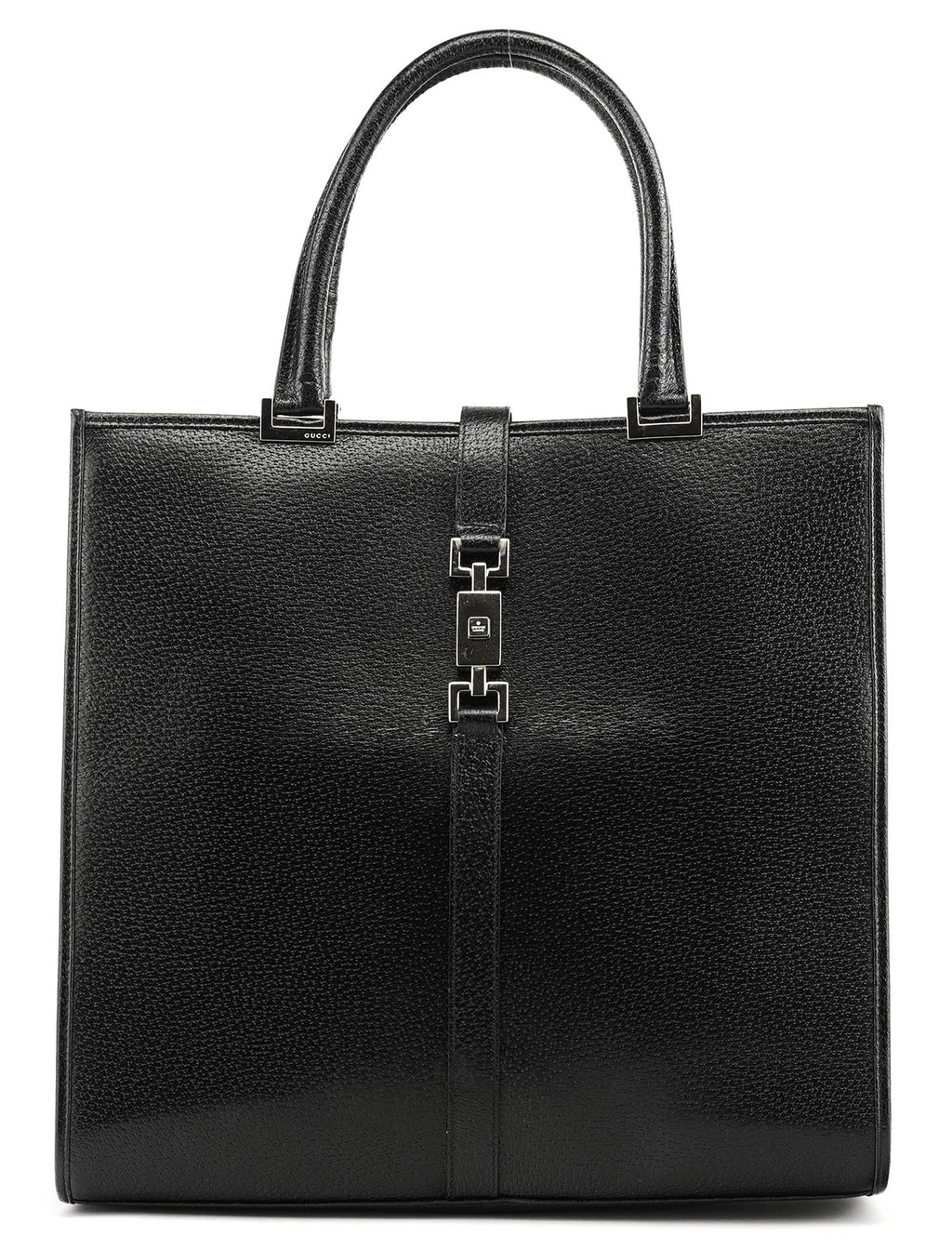 002 1064 Black Leather Jackie Tote Bag