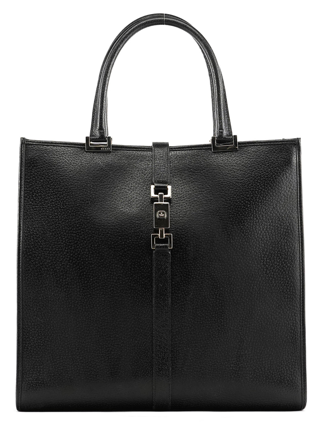 002 1064 Black Leather Jackie Tote Bag
