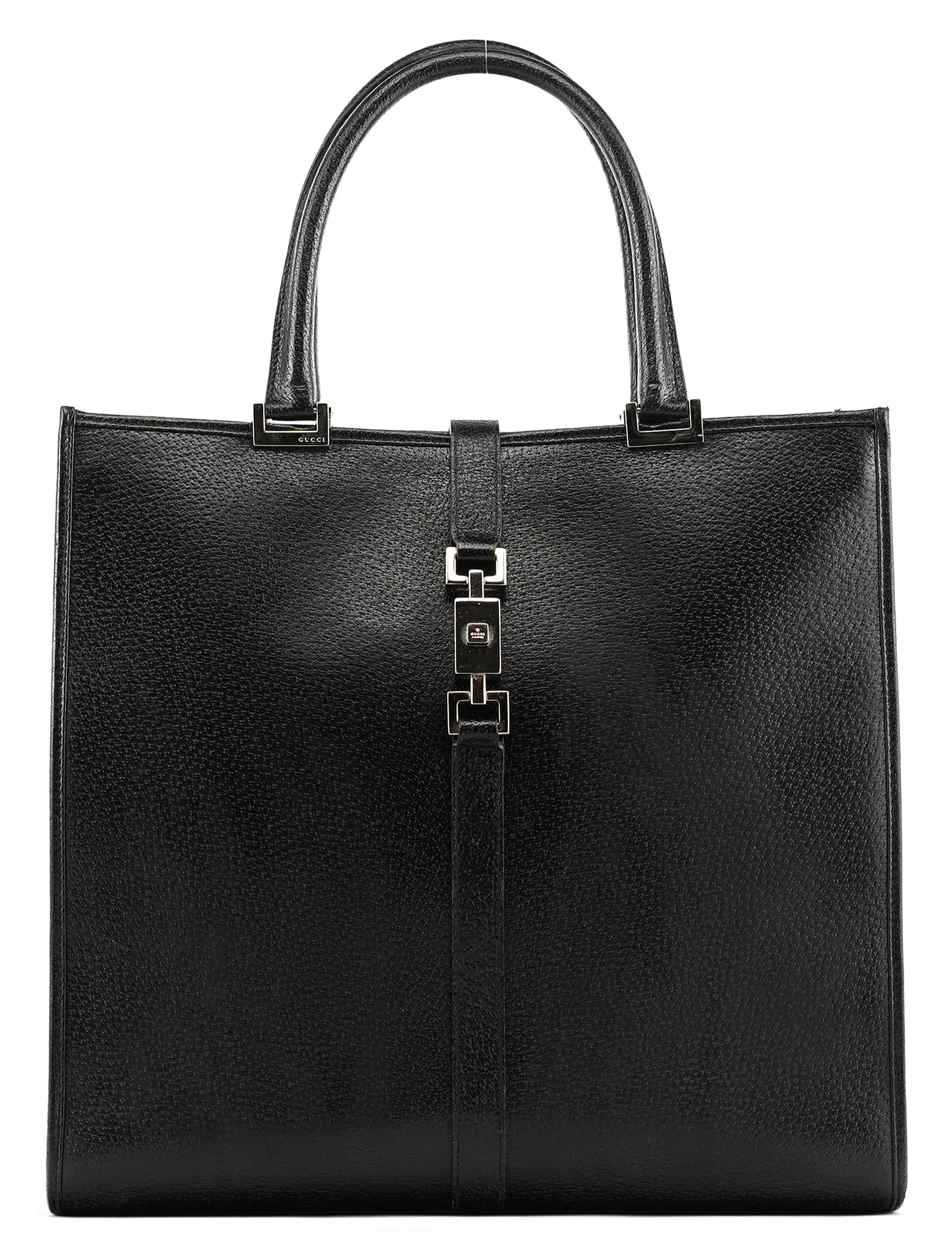002 1064 Black Leather Jackie Tote Bag