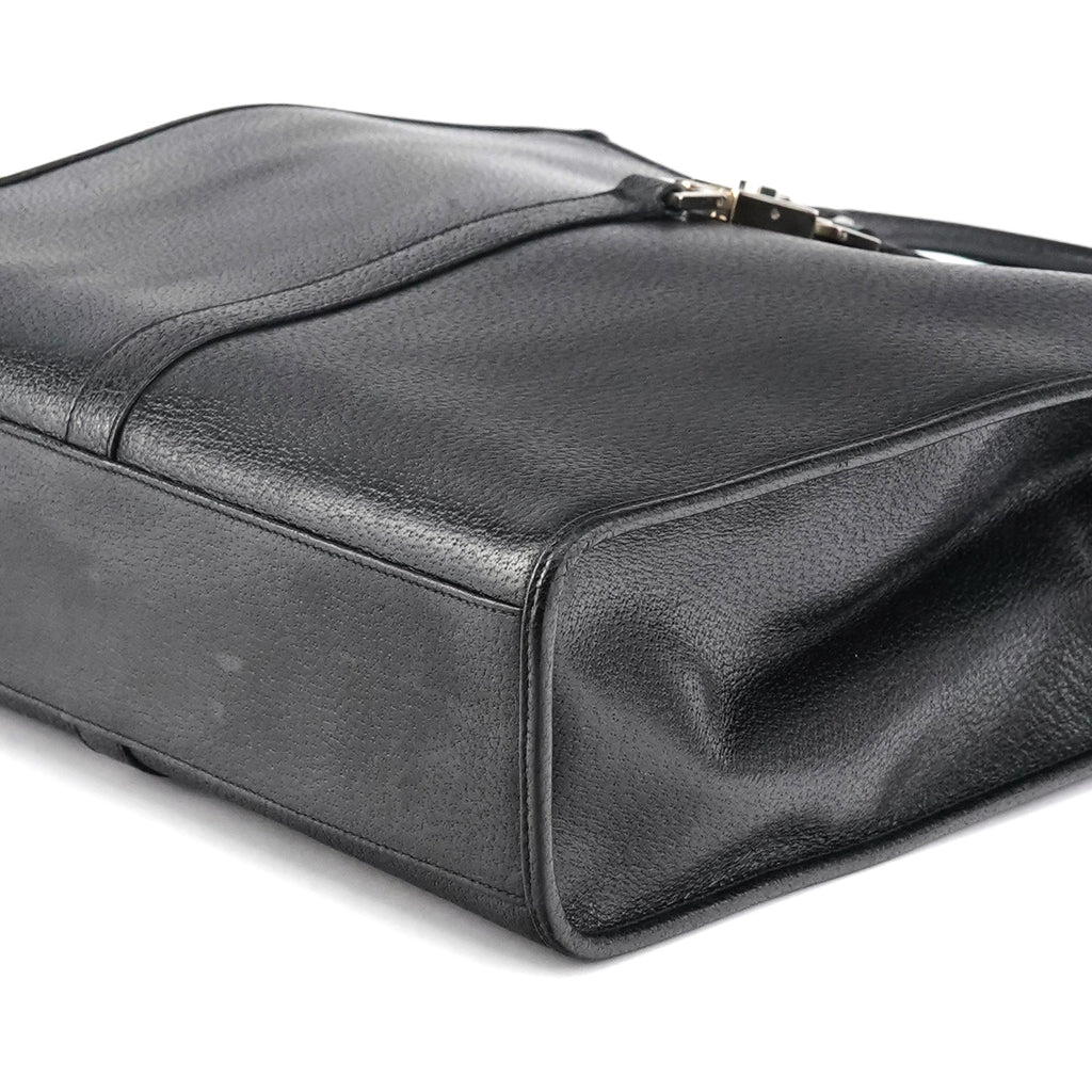002 1064 Black Leather Jackie Tote Bag