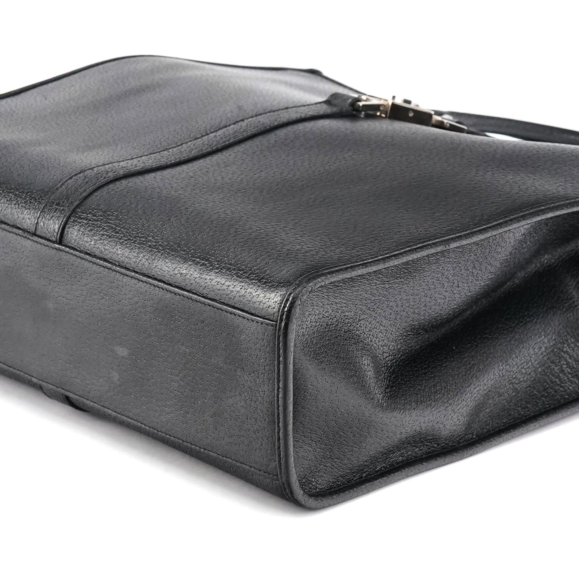 002 1064 Black Leather Jackie Tote Bag