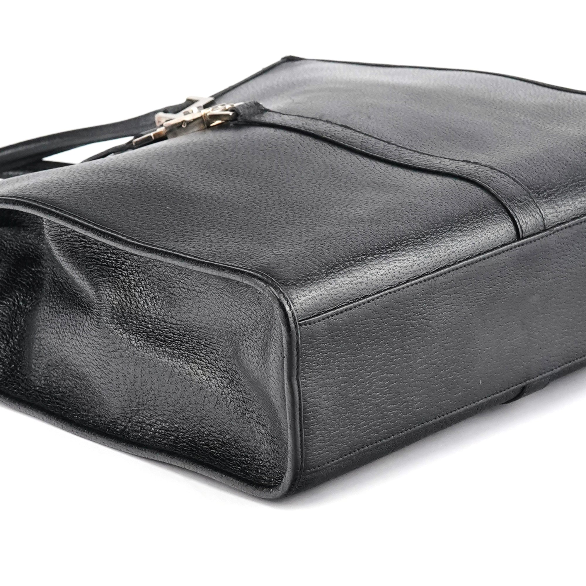 002 1064 Black Leather Jackie Tote Bag