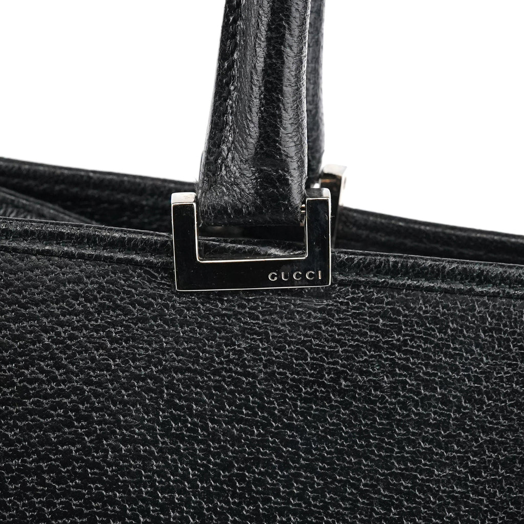 002 1064 Black Leather Jackie Tote Bag