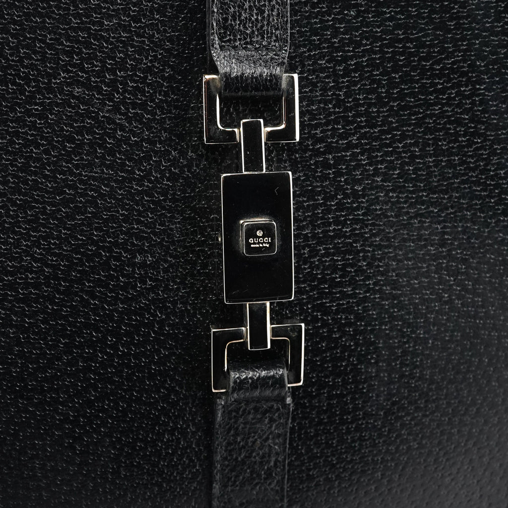 002 1064 Black Leather Jackie Tote Bag
