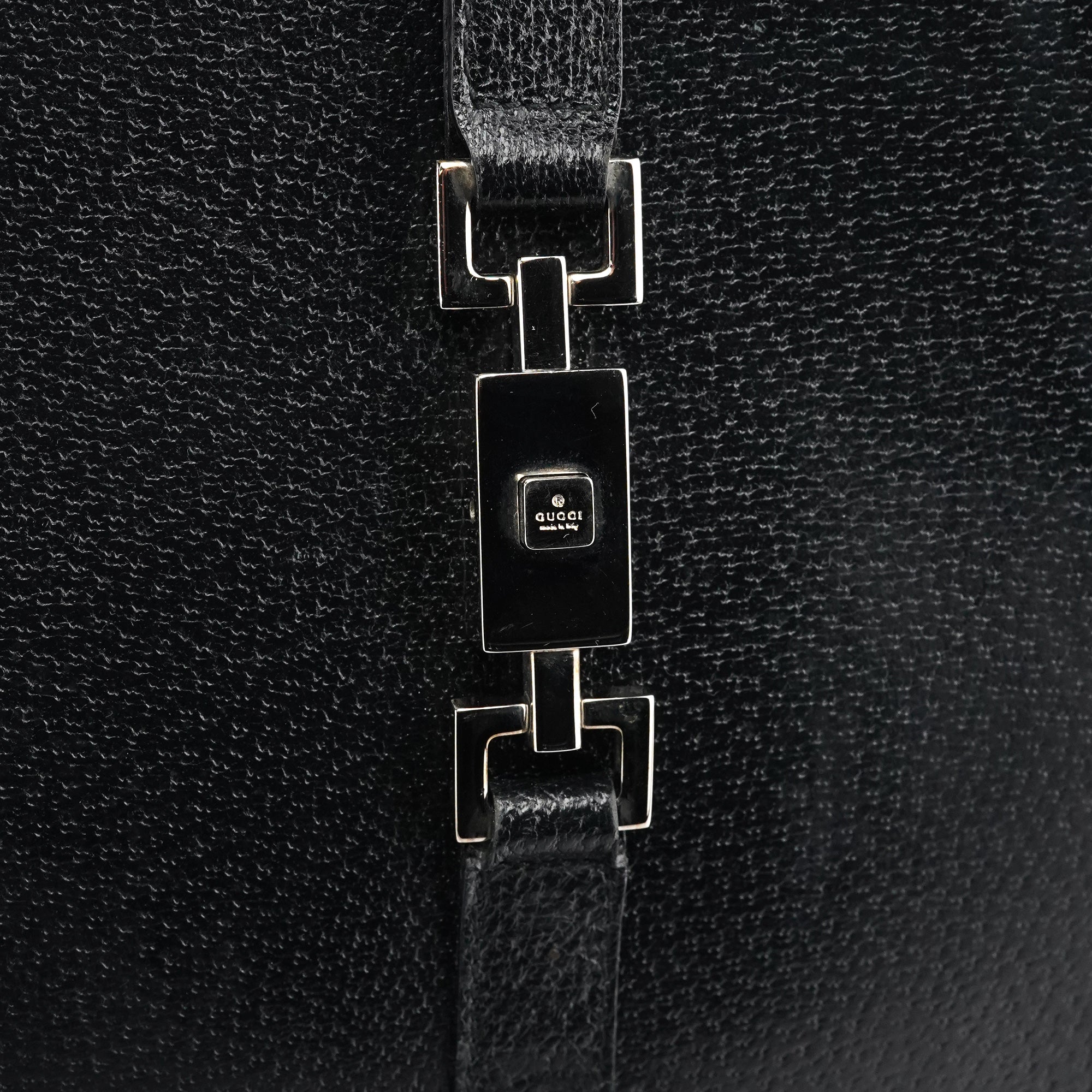 002 1064 Black Leather Jackie Tote Bag