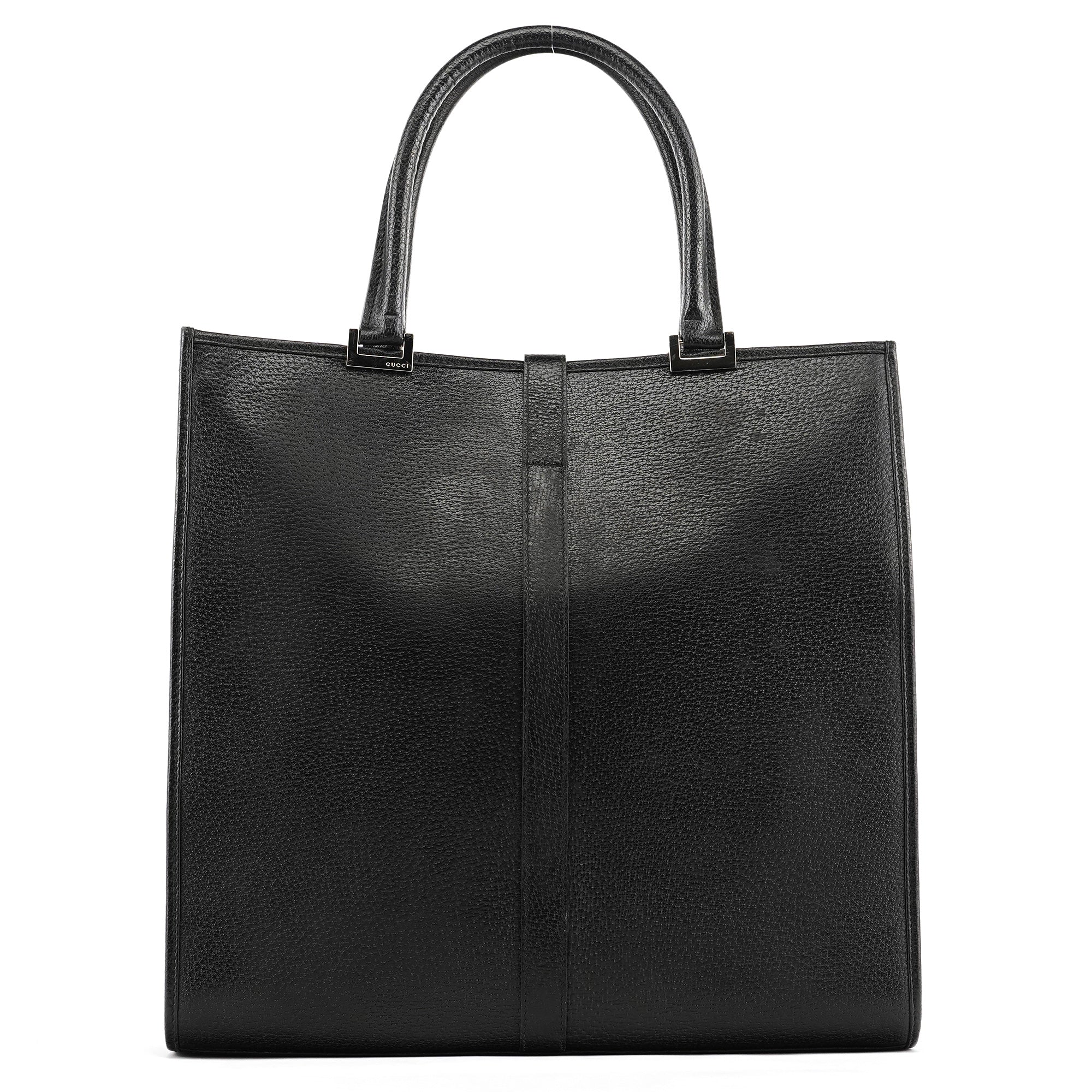 002 1064 Black Leather Jackie Tote Bag