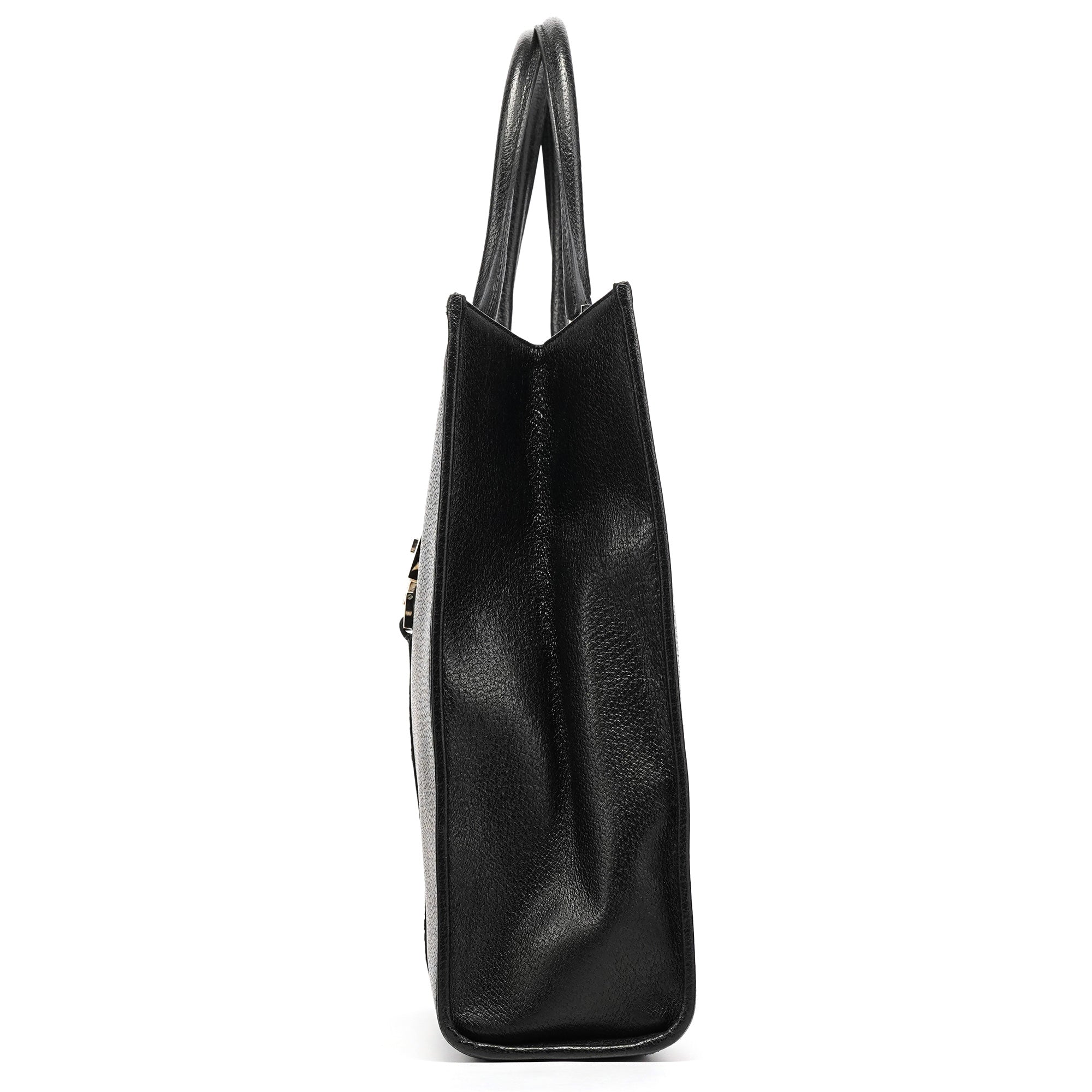 002 1064 Black Leather Jackie Tote Bag