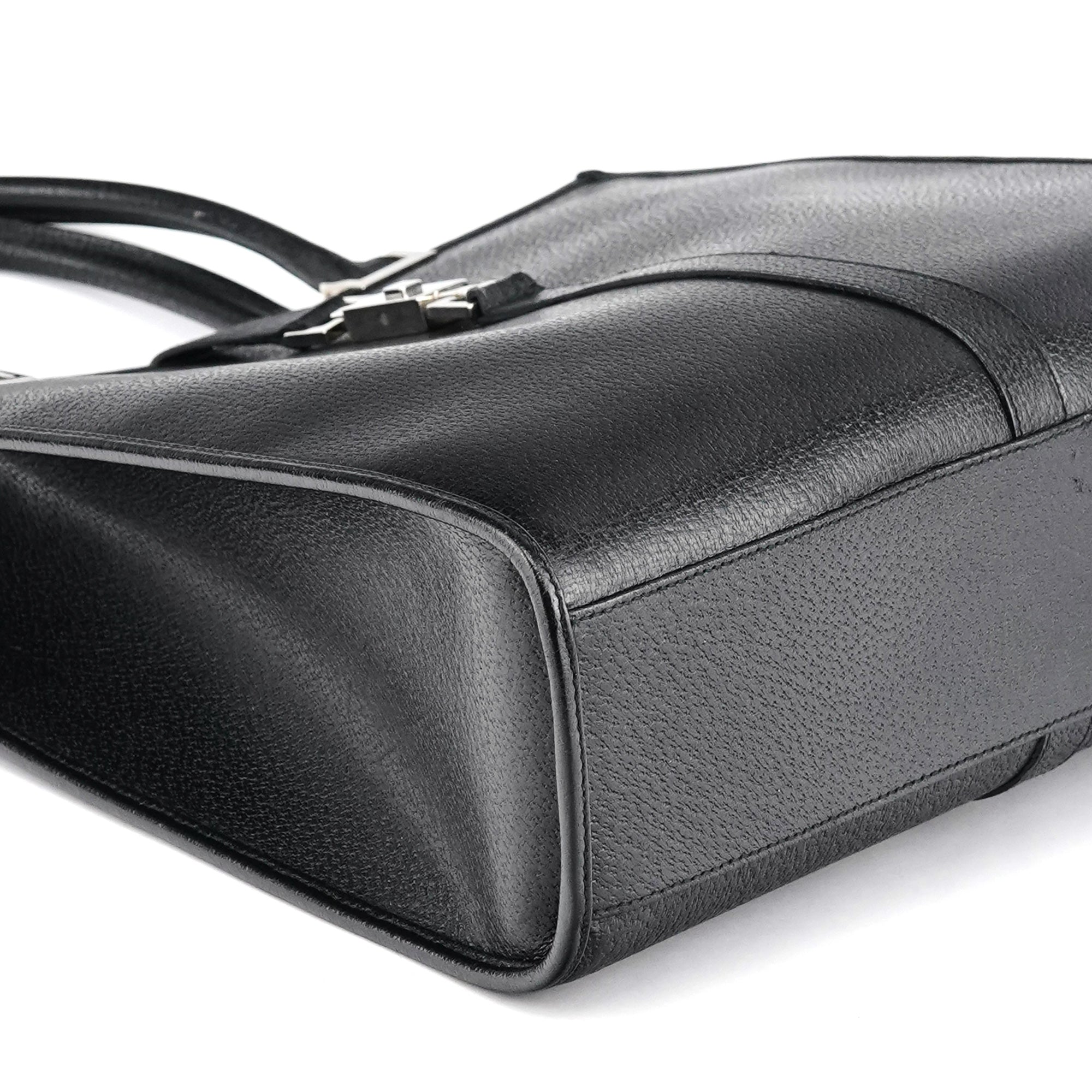 002 1064 Black Leather Jackie Tote Bag