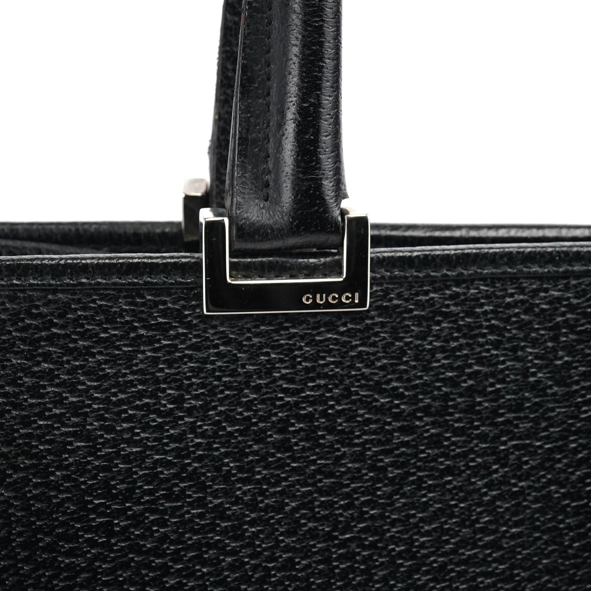 002 1064 Black Leather Jackie Tote Bag