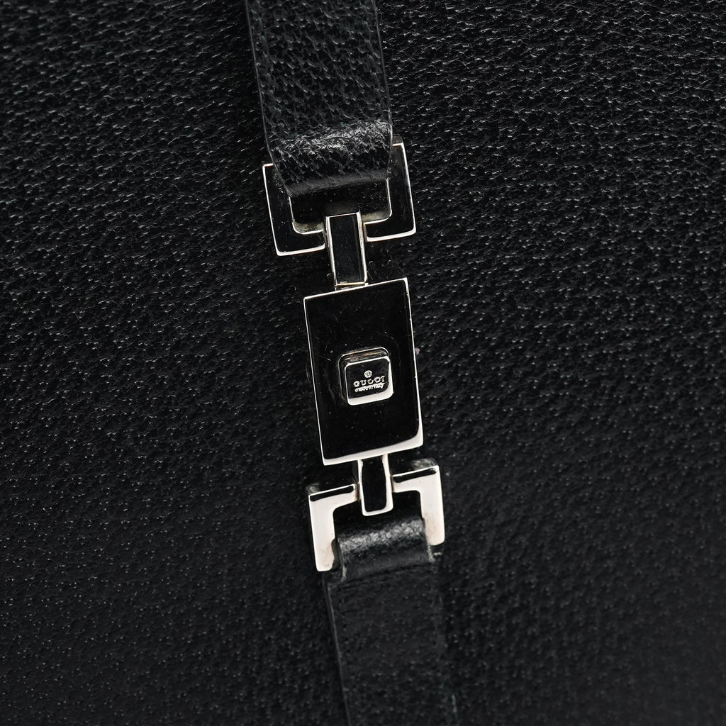 002 1064 Black Leather Jackie Tote Bag