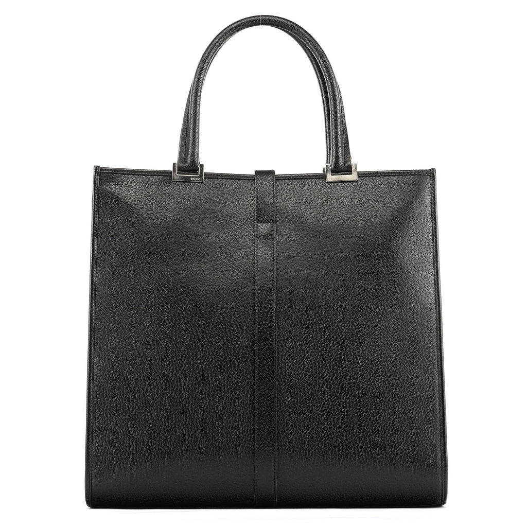 002 1064 Black Leather Jackie Tote Bag