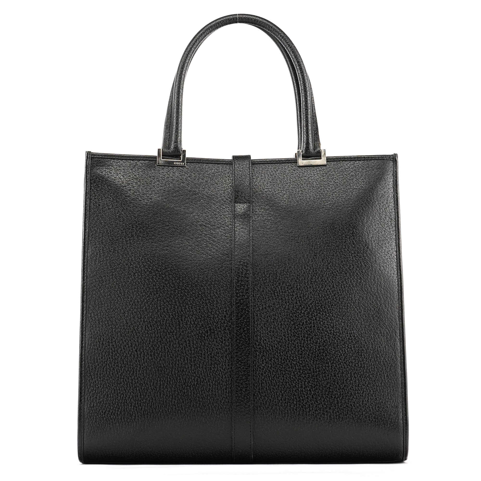 002 1064 Black Leather Jackie Tote Bag
