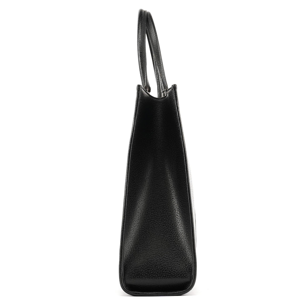 002 1064 Black Leather Jackie Tote Bag