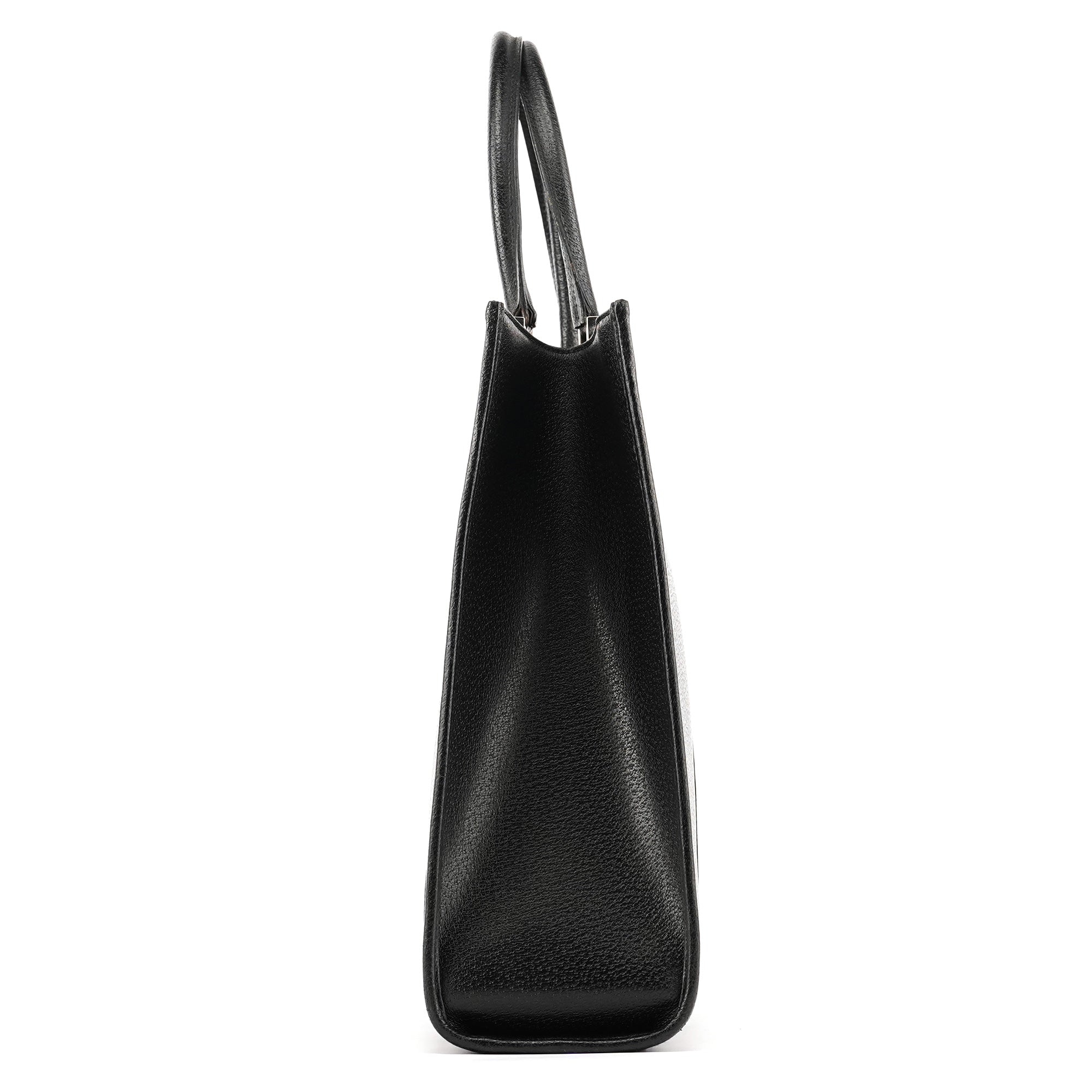 002 1064 Black Leather Jackie Tote Bag