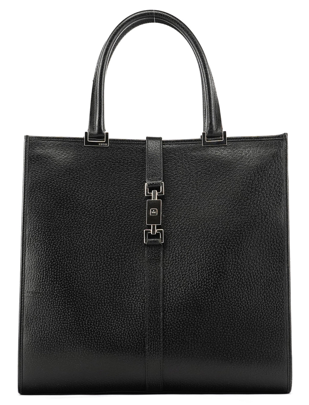 002 1064 Black Leather Jackie Tote Bag