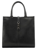 002 1064 Black Leather Jackie Tote Bag