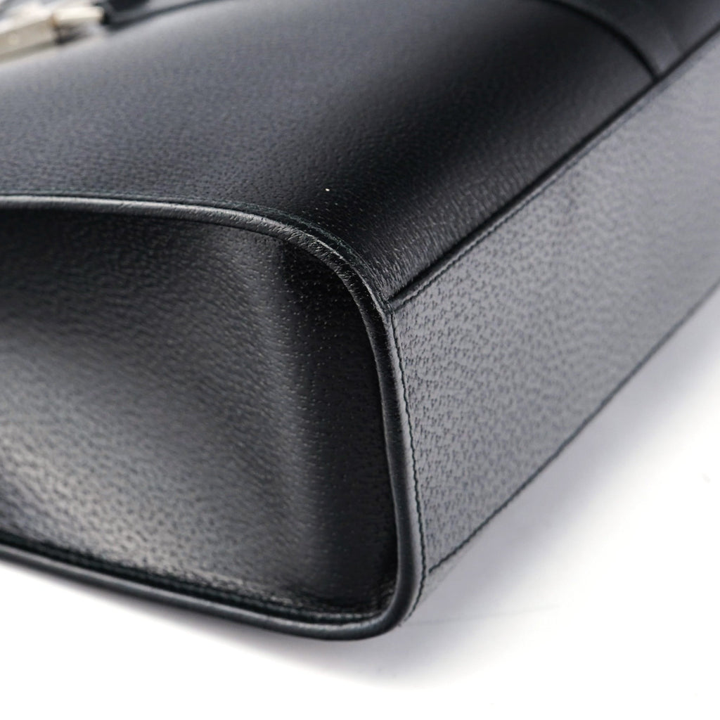 002 1064 Black Leather Jackie Tote Bag