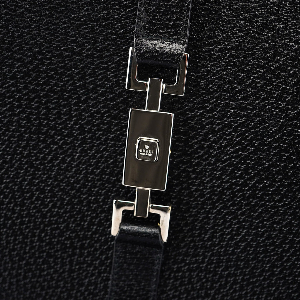 002 1064 Black Leather Jackie Tote Bag
