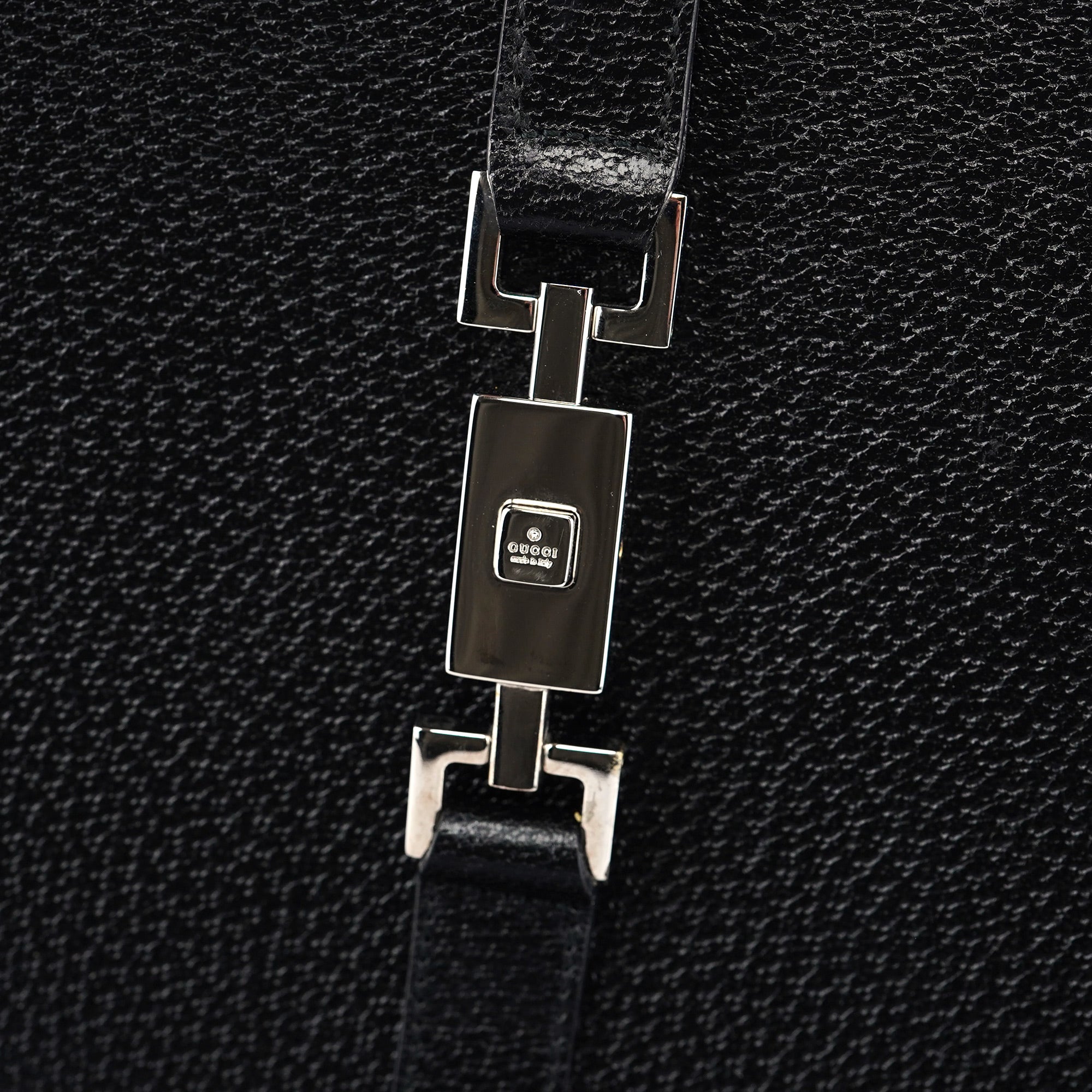 002 1064 Black Leather Jackie Tote Bag