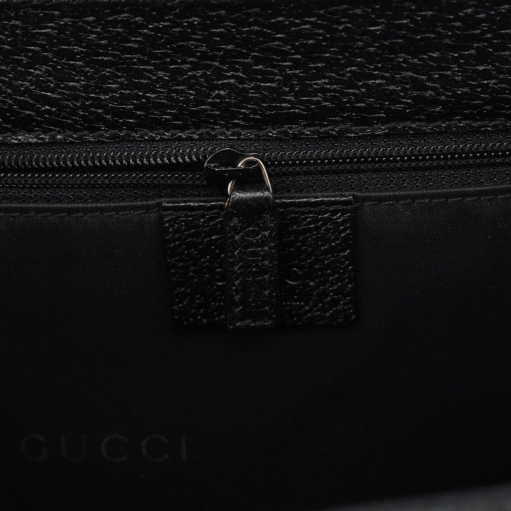 002 1065 Black Leather Jackie Tote Bag