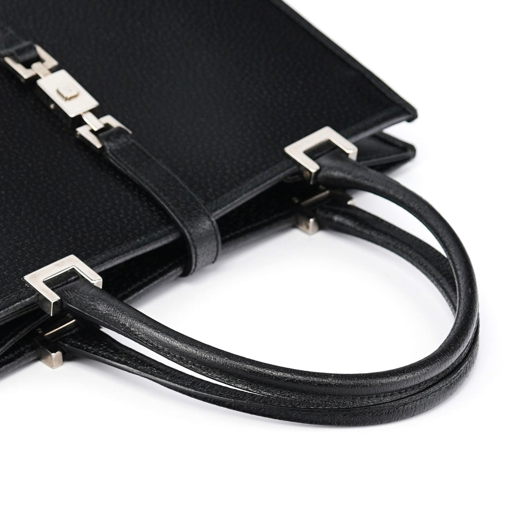 002 1065 Black Leather Jackie Tote Bag