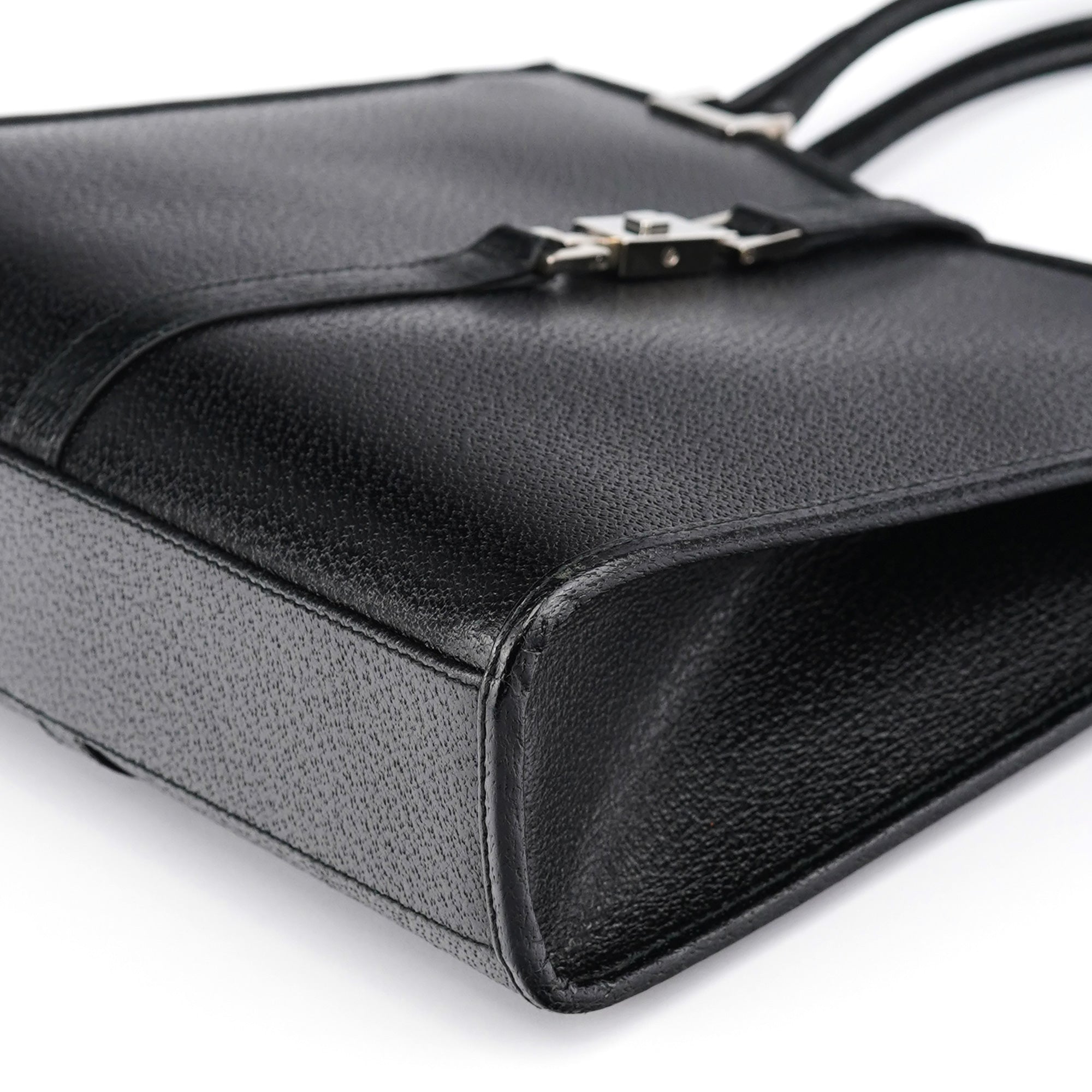 002 1065 Black Leather Jackie Tote Bag