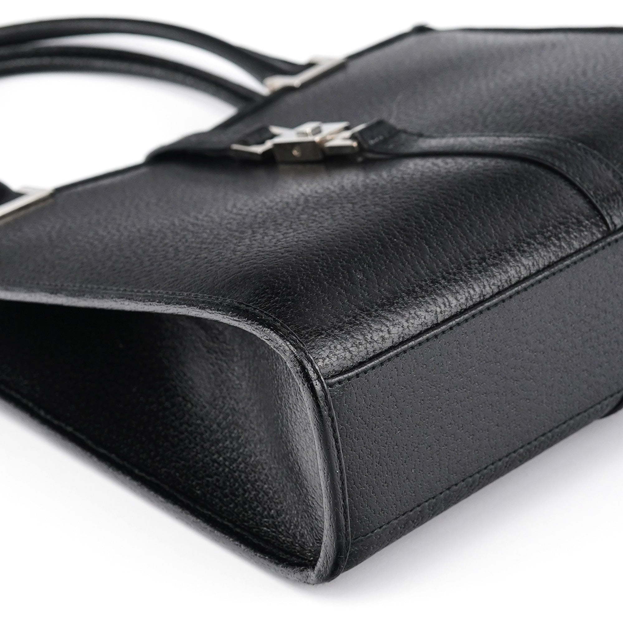 002 1065 Black Leather Jackie Tote Bag