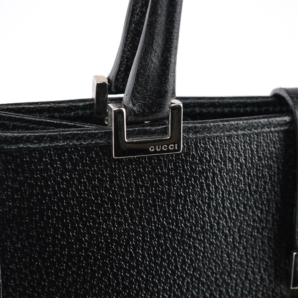 002 1065 Black Leather Jackie Tote Bag