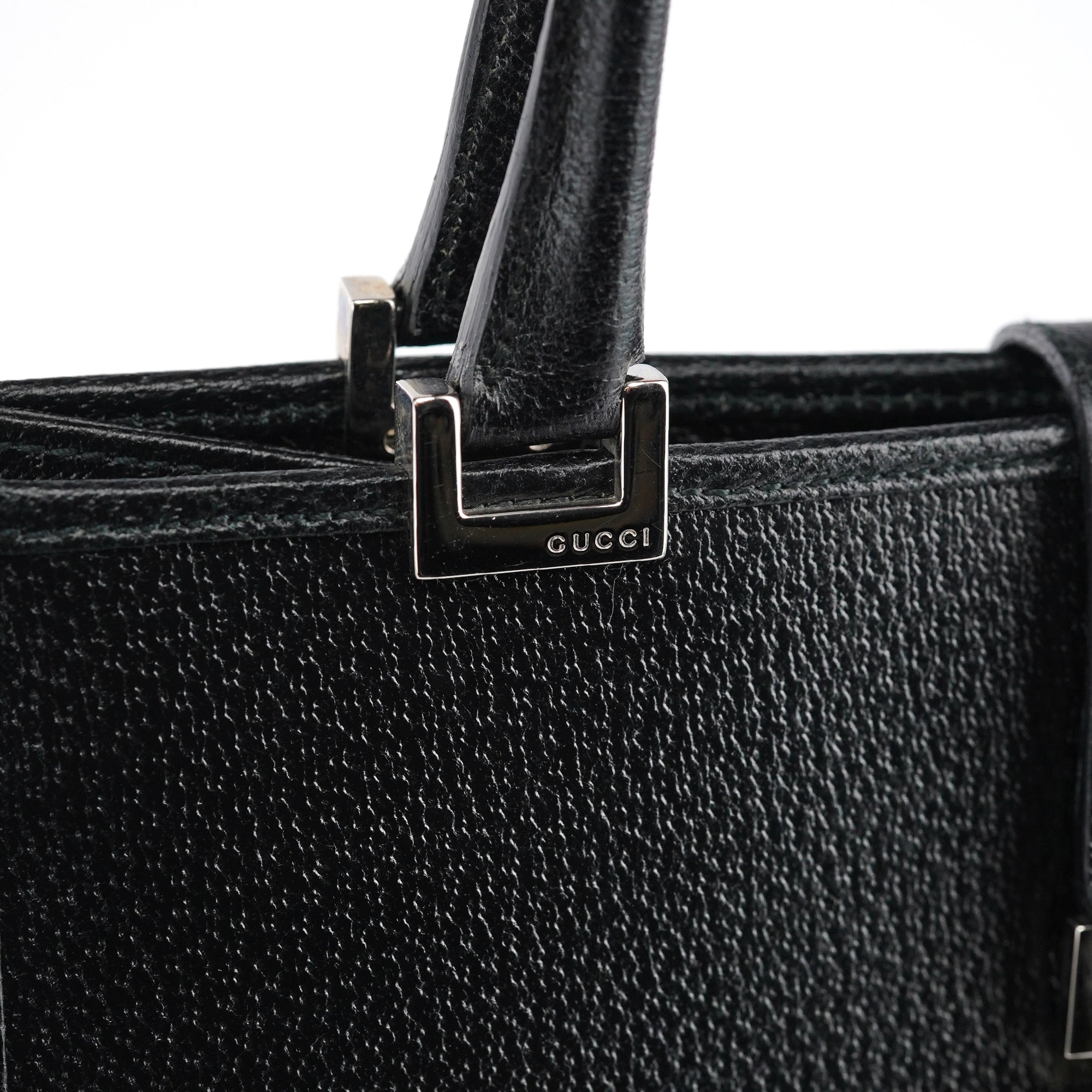 002 1065 Black Leather Jackie Tote Bag
