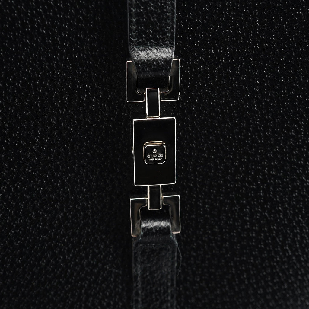 002 1065 Black Leather Jackie Tote Bag
