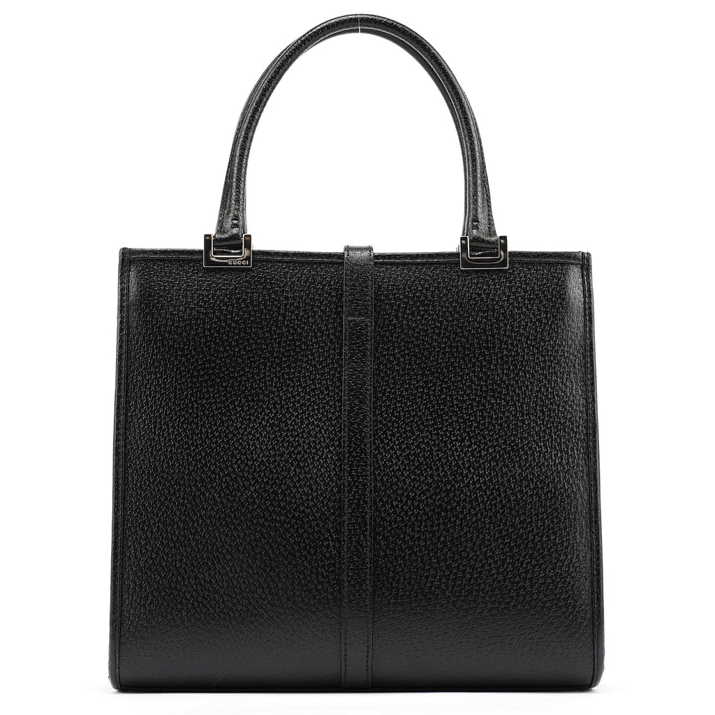 002 1065 Black Leather Jackie Tote Bag