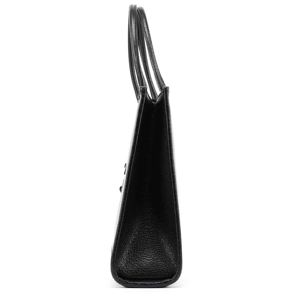 002 1065 Black Leather Jackie Tote Bag